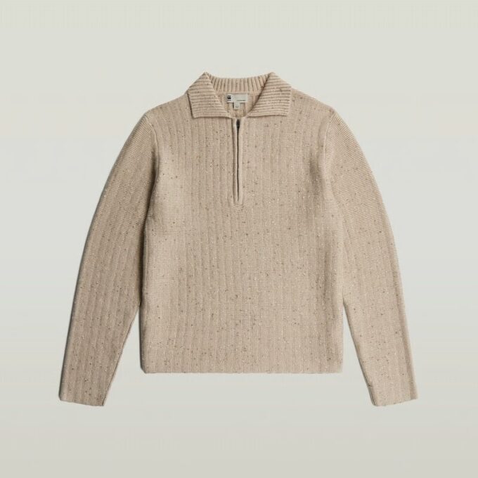 Polo Collar Half Zip Knit