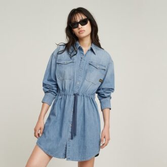 Relaxed Drawcord Denim Dress