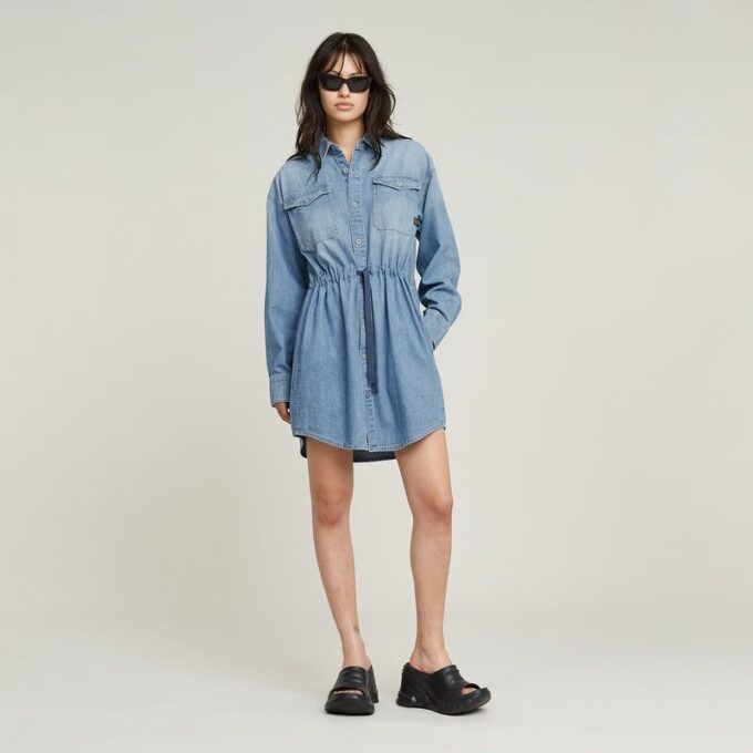 Relaxed Drawcord Denim Dress Relaxed Drawcord Denim Dress