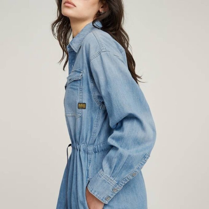 Relaxed Drawcord Denim Dress Relaxed Drawcord Denim Dress