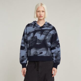 Sprayed Letters Loose Hooded Sweater