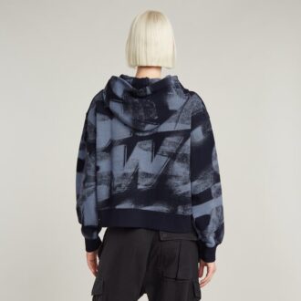 Sprayed Letters Loose Hooded Sweater