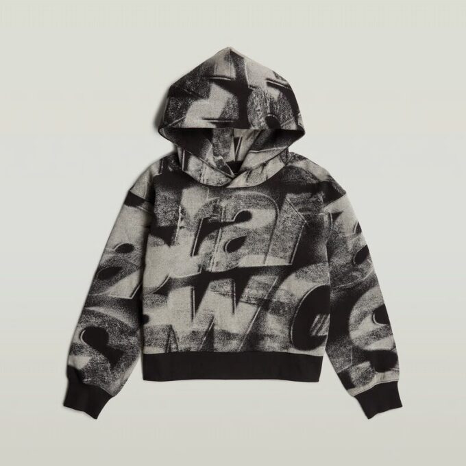 Sprayed Letters Loose Hooded Sweater