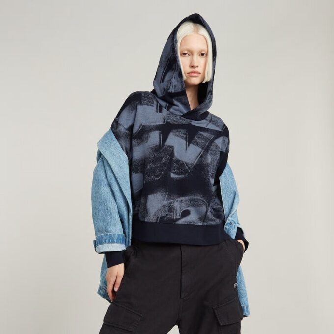 Sprayed Letters Loose Hooded Sweater Sprayed Letters Loose Hooded Sweater