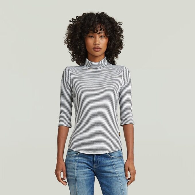 Striped Slim Mock T-Shirt