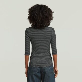 Striped Slim Mock T-Shirt