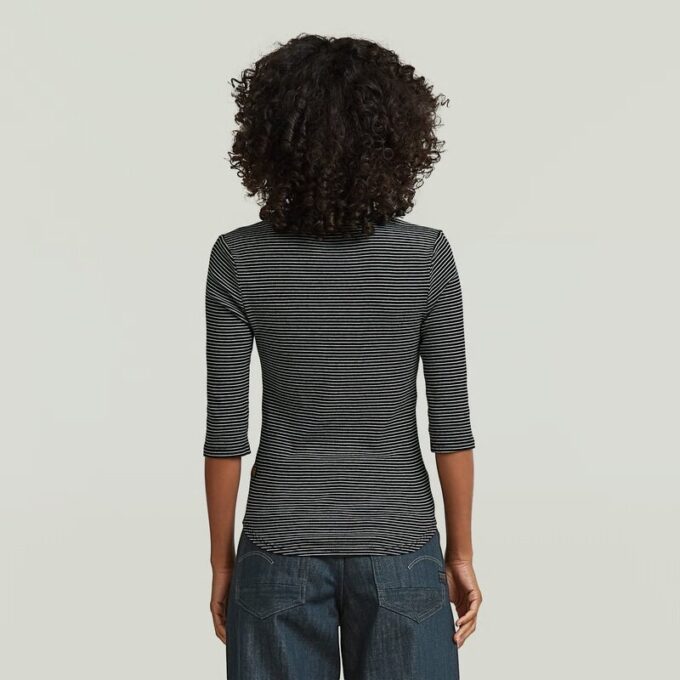 Striped Slim Mock T-Shirt