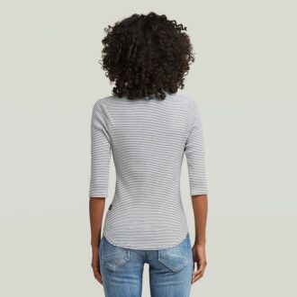 Striped Slim Mock T-Shirt