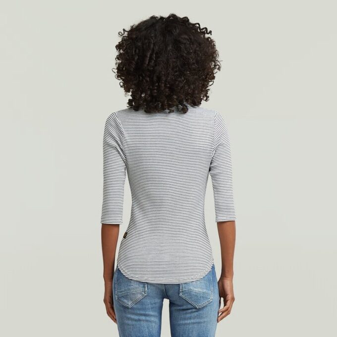 Striped Slim Mock T-Shirt