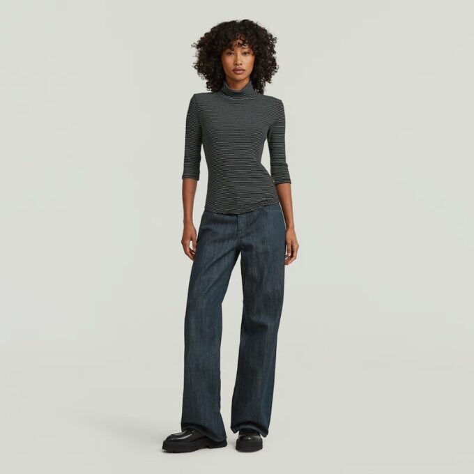 Striped Slim Mock T-Shirt