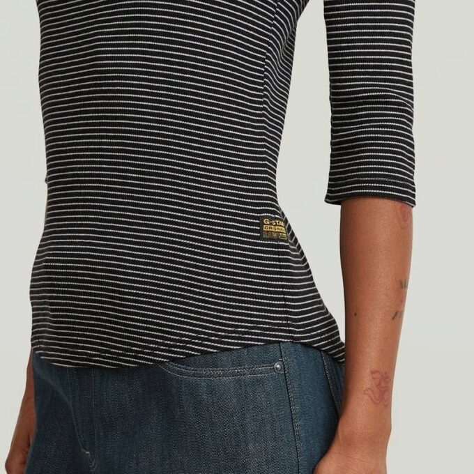 Striped Slim Mock T-Shirt