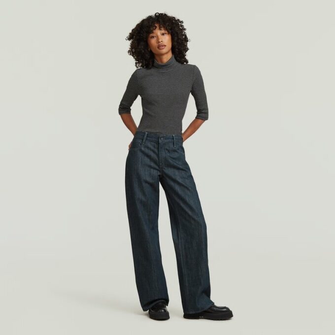 Striped Slim Mock T-Shirt