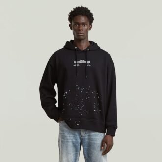 Text Splatters Relaxed Hoodie Sweater