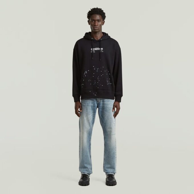 Text Splatters Relaxed Hoodie Sweater Text Splatters Relaxed Hoodie Sweater