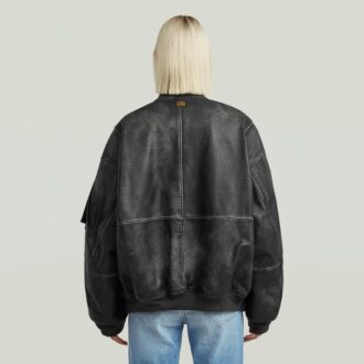 Unisex Leather Macro Balloon Bomber