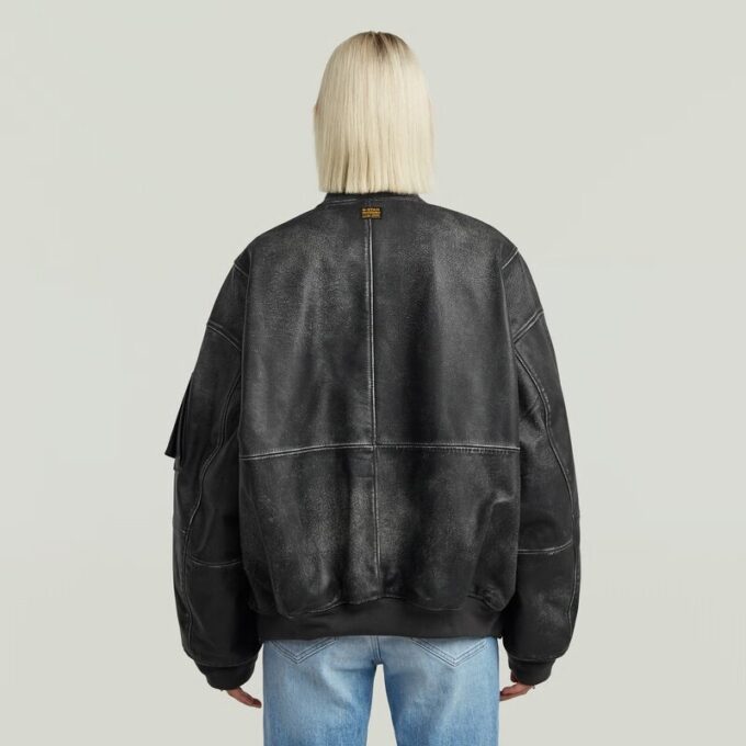 Unisex Leather Macro Balloon Bomber Unisex Leather Macro Balloon Bomber