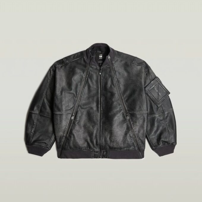 Unisex Leather Macro Balloon Bomber Unisex Leather Macro Balloon Bomber