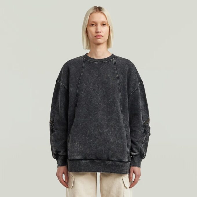 Washed 3D Mix Oversized Sweater