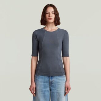Washed A-Line Slim Rib T-Shirt