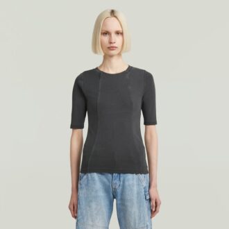 Washed A-Line Slim Rib T-Shirt