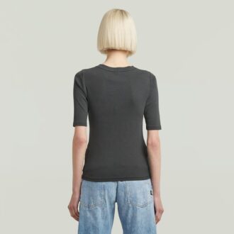 Washed A-Line Slim Rib T-Shirt