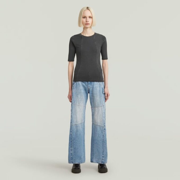 Washed A-Line Slim Rib T-Shirt