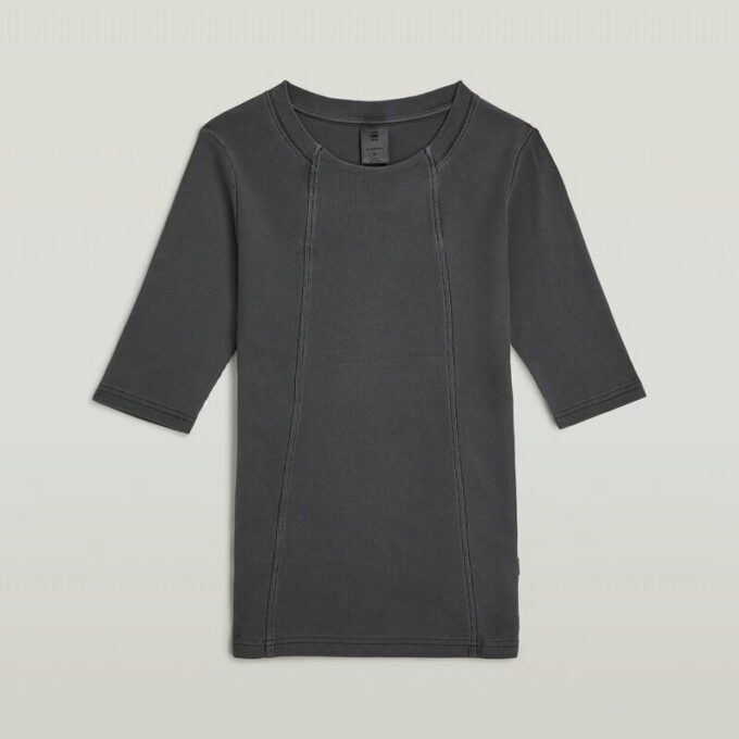 Washed A-Line Slim Rib T-Shirt