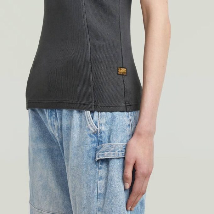 Washed A-Line Slim Rib T-Shirt