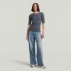 Washed A-Line Slim Rib T-Shirt