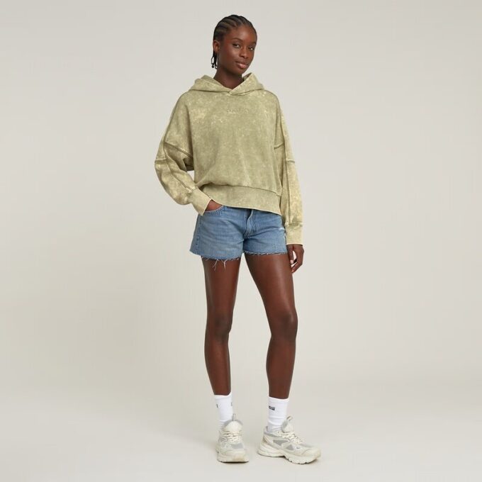 Washed Embossed Oversized Hoodie