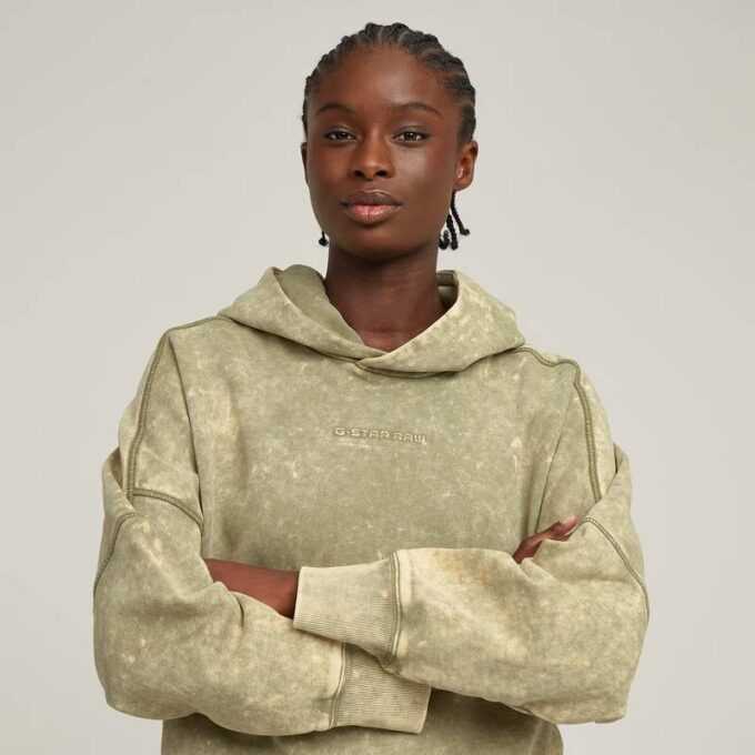Washed Embossed Oversized Hoodie