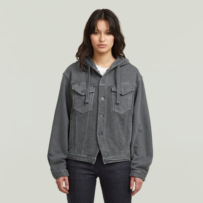 Washed Hoodie Sweater Jacket