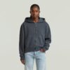 Washed Hoodie Zip Relaxed Sweater Washed Hoodie Zip Relaxed Sweater