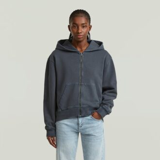 Washed Hoodie Zip Relaxed Sweater