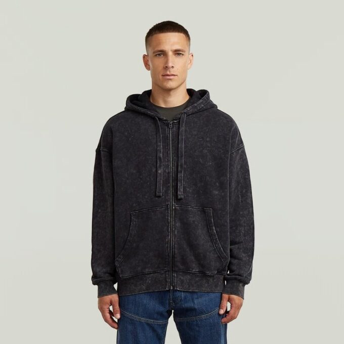 Washed Loose Full Zip Hoodie Washed Loose Full Zip Hoodie