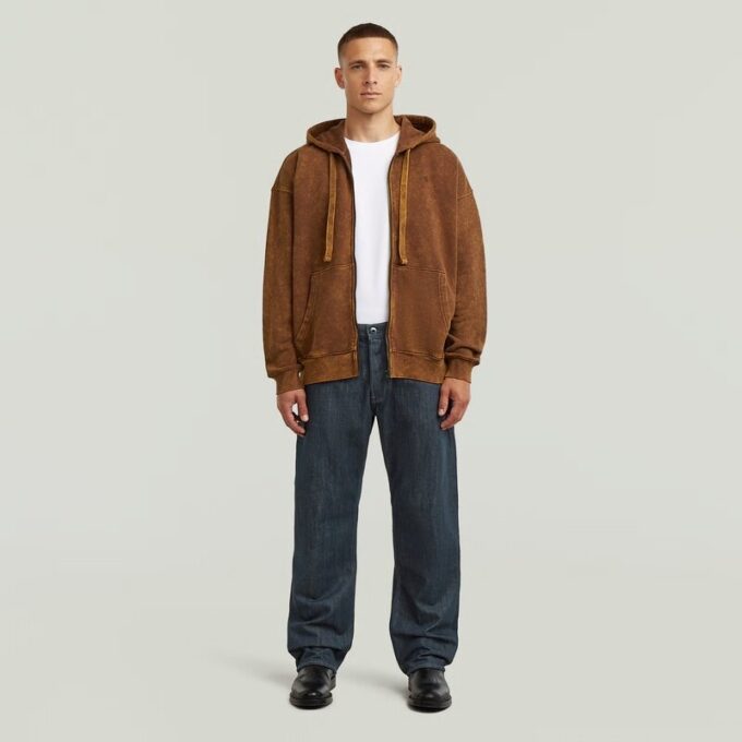 Washed Loose Full Zip Hoodie Washed Loose Full Zip Hoodie