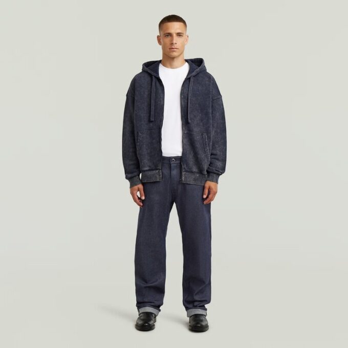 Washed Loose Full Zip Hoodie Washed Loose Full Zip Hoodie