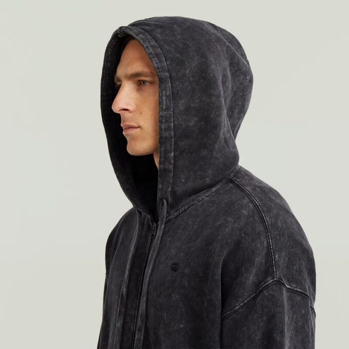 Washed Loose Full Zip Hoodie Washed Loose Full Zip Hoodie