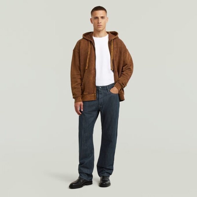 Washed Loose Full Zip Hoodie Washed Loose Full Zip Hoodie