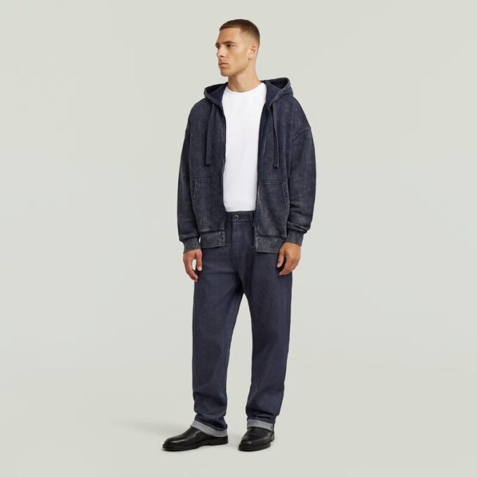 Washed Loose Full Zip Hoodie Washed Loose Full Zip Hoodie