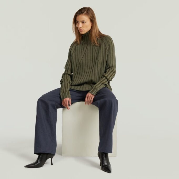 Washed Loose Turtle Knit