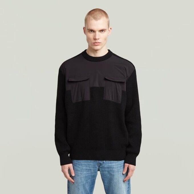 Woven Mix Knit Pullover