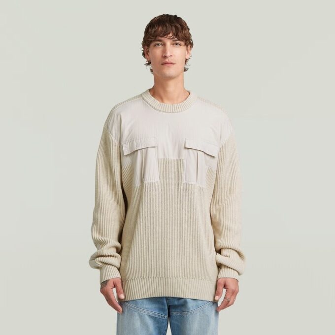 Woven Mix Knit Pullover