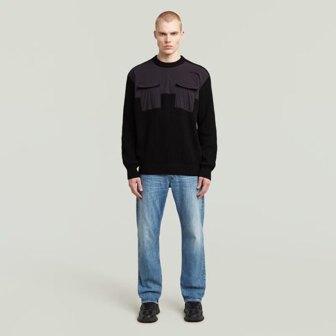 Woven Mix Knit Pullover