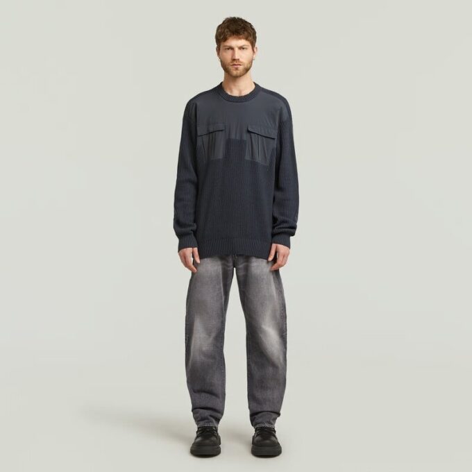 Woven Mix Knit Pullover