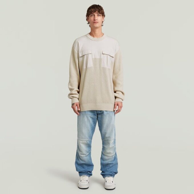 Woven Mix Knit Pullover