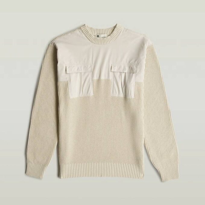Woven Mix Knit Pullover