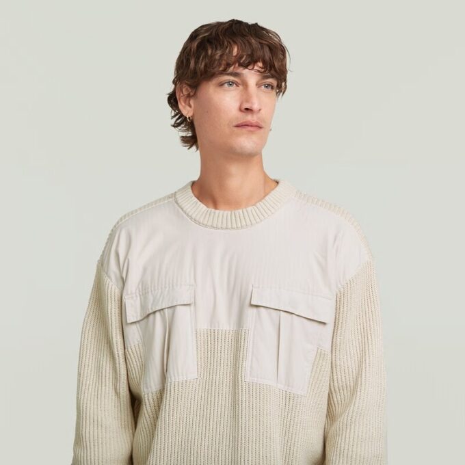 Woven Mix Knit Pullover
