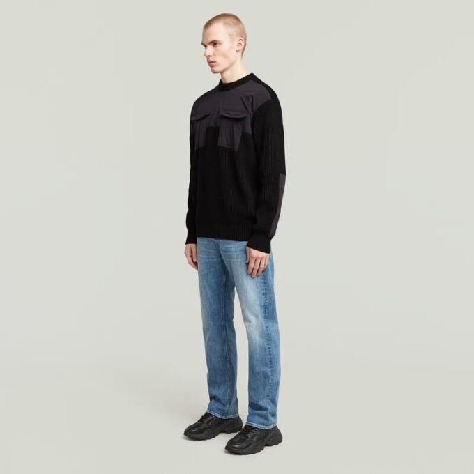 Woven Mix Knit Pullover