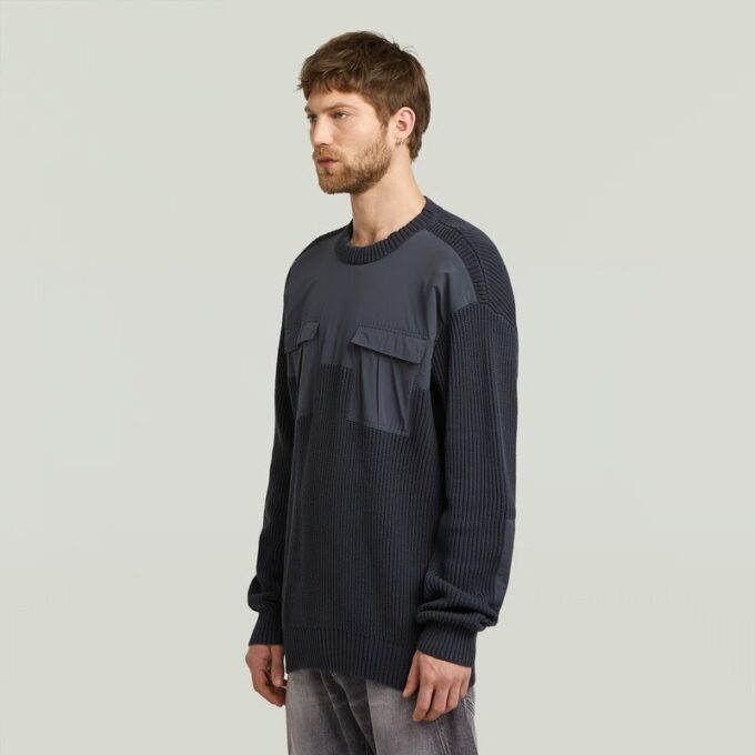 Woven Mix Knit Pullover